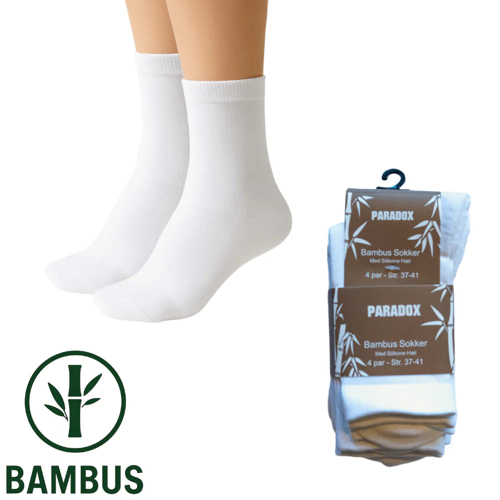 Paradox bambus sokker med silikone i hl (Hvid)
